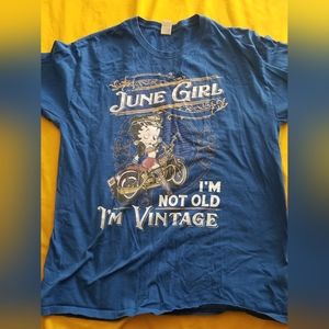 Women's Large Vintage-style Betty Boop June Blue T shirt